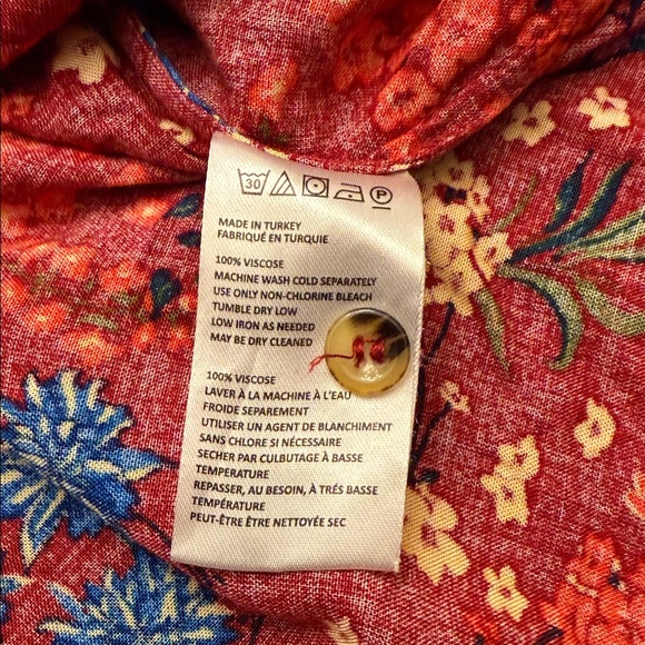 Anthropologie Maeve Red Floral Viscose Pintucked Blouse Women's Small - Picture 6 of 14